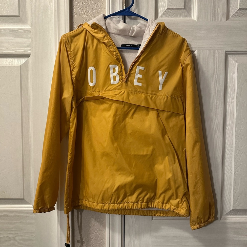 OBEY Yellow Hooded Windbreaker Jacket